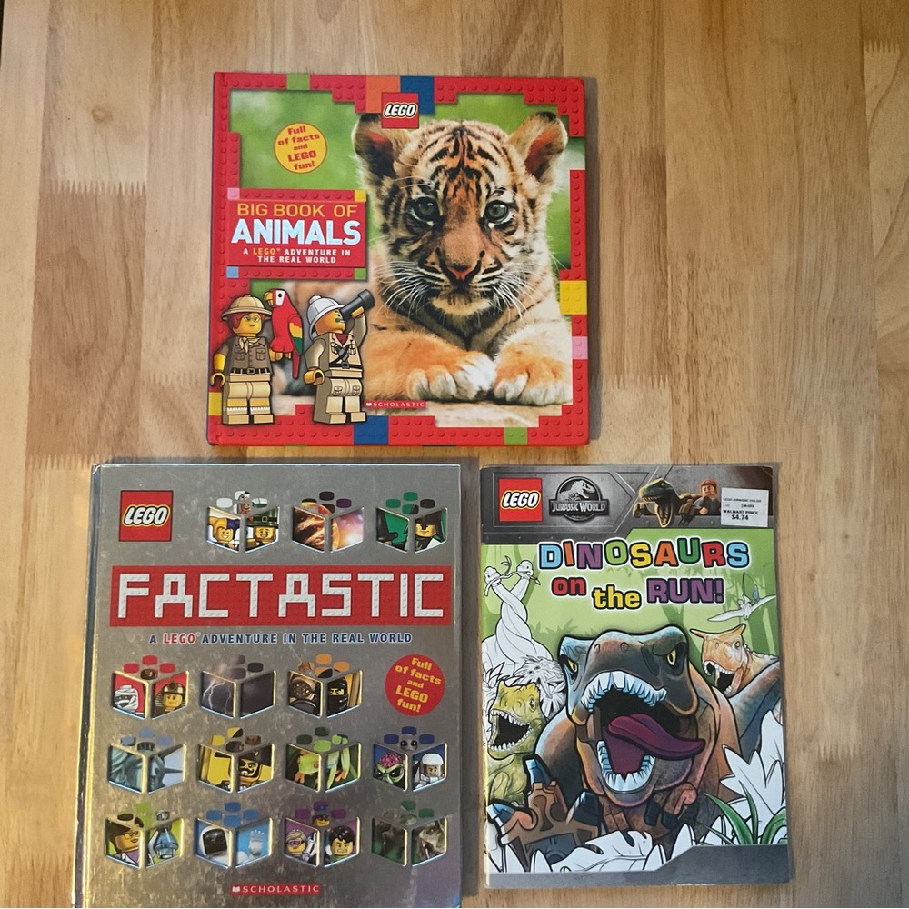 Lego Adventure Book Lot x3 Big Book of Animals Factastic Jurassic World Dino